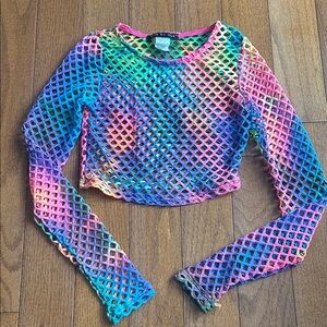 Colorful Mesh Long Sleeve Top